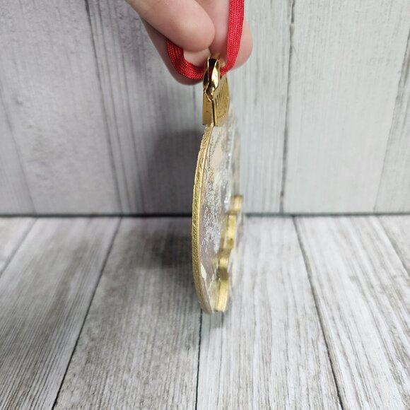 Vtg Currier & Ives Winter Christmas Hanging Ornament Holiday Decor 3 1/4" DIA - Picture 2 of 6